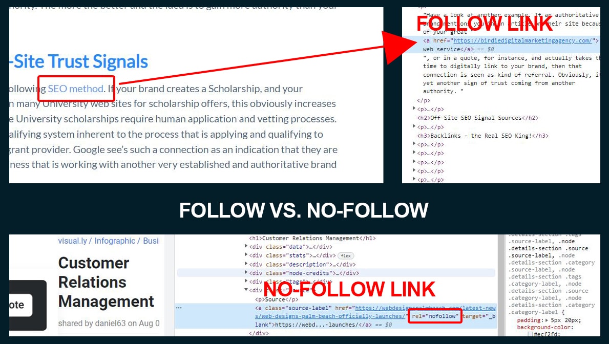 The difference between a follow link and no-follow link